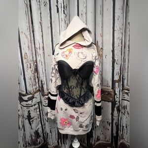 AKIRA Cream Sweater Dress with Black and Red Accents